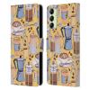 Head Case Designs Officially Licensed Micklyn Le Feuvre Coffee Love On Yellow Patterns 2 Leather Wallet Case Compatible with Samsung Galaxy A14 5G view 1