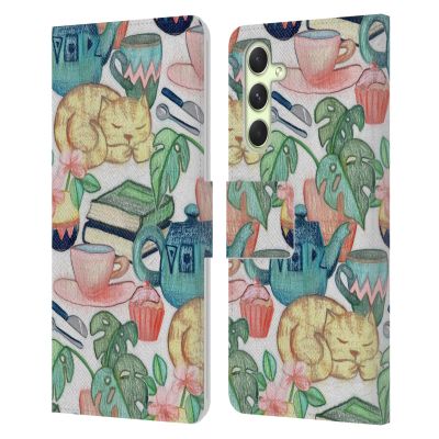 Head Case Designs Officially Licensed Micklyn Le Feuvre Lazy Afternoon A Chalk Pastel Illustration Patterns 2 Leather Wallet Case Compatible with Samsung Galaxy A54 5G