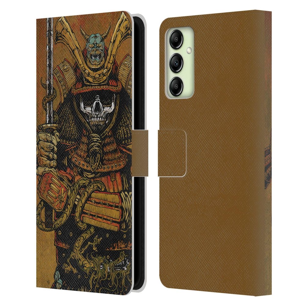 Head Case Designs Officially Licensed David Lozeau Samurai Colourful Grunge Leather Wallet Case Compatible with Samsung Galaxy A14 5G