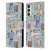 Head Case Designs Officially Licensed Micklyn Le Feuvre Coffee Love On Blue Patterns 2 Leather Wallet Case Compatible with Samsung Galaxy A14 5G view 1