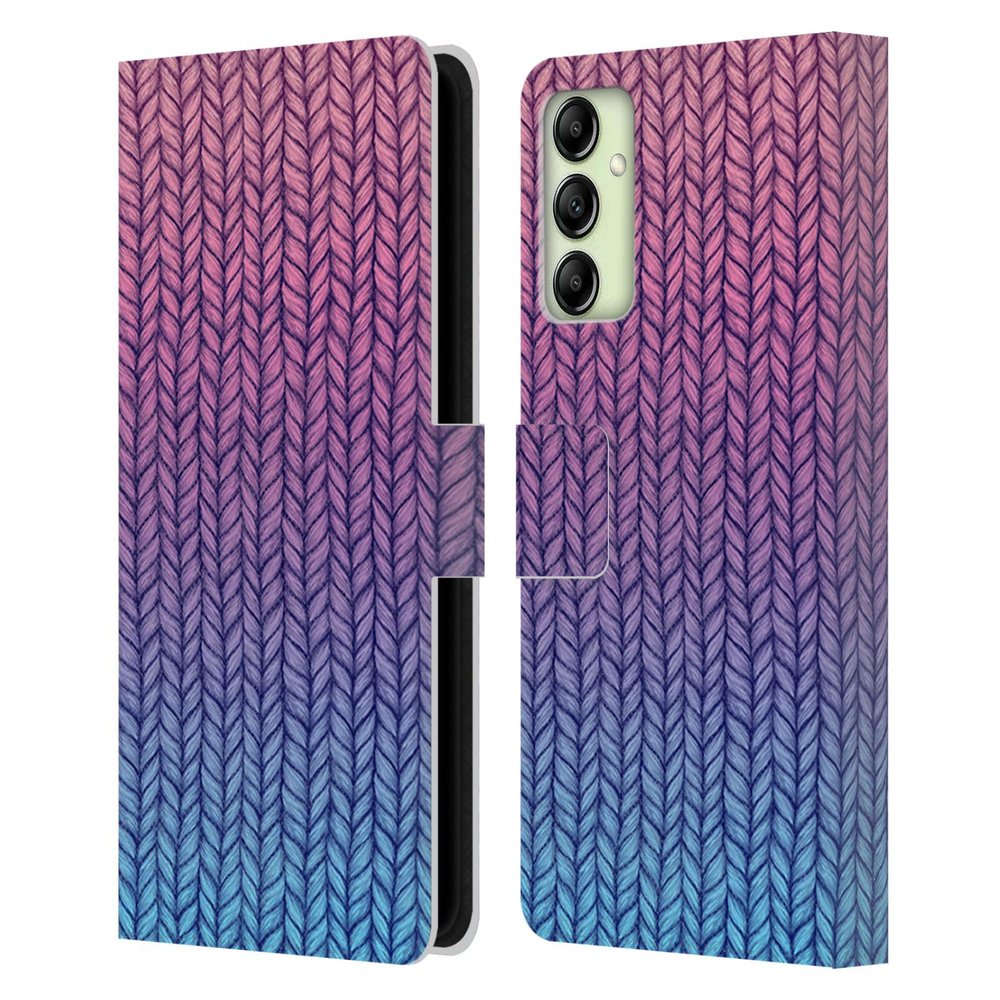 Head Case Designs Officially Licensed Micklyn Le Feuvre Chunky Knit Patterns Leather Wallet Case Compatible with Samsung Galaxy A14 5G