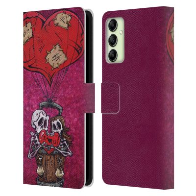 Head Case Designs Officially Licensed David Lozeau Day of The Dead Colourful Grunge Leather Wallet Case Compatible with Samsung Galaxy A14 5G