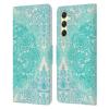 Head Case Designs Officially Licensed Micklyn Le Feuvre Mint Green and Aqua Floral Patterns Leather Wallet Case Compatible with Samsung Galaxy A54 5G view 1