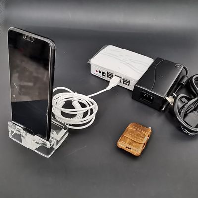 10 USB Ports for Mobile Phone Anti-Theft Alarm System, Mobile Phone Retail Loss Prevention, On-Site Alarm, Acrylic Bracket Rechargeable US Plug (for Type-C Interface)