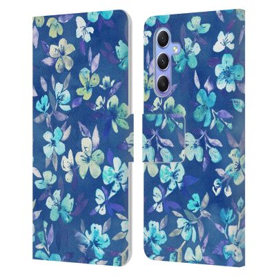 Head Case Designs Officially Licensed Micklyn Le Feuvre Grown Up Betty Blue Watercolour Floral Florals 2 Leather Wallet Case Compatible with Samsung Galaxy A34 5G