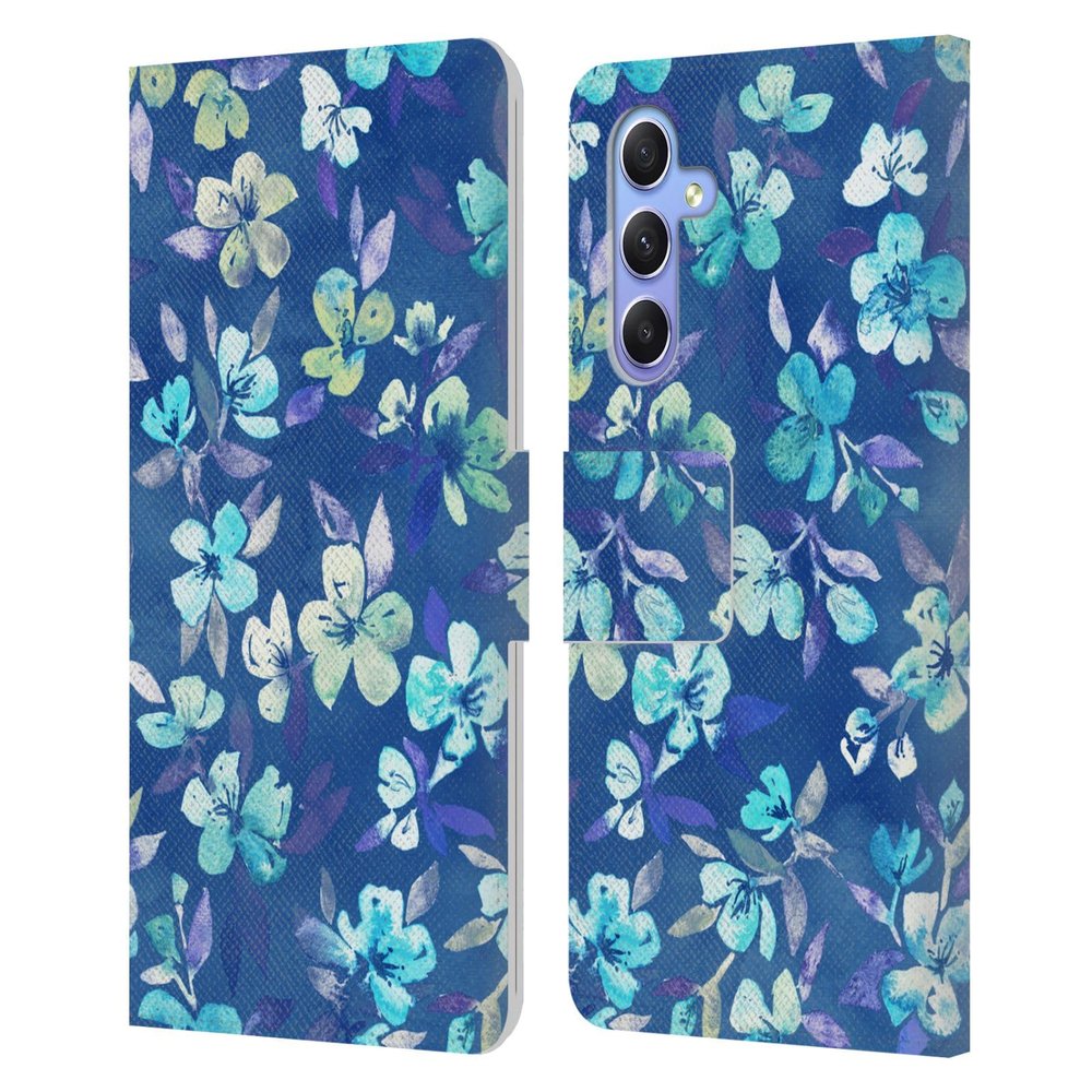 Head Case Designs Officially Licensed Micklyn Le Feuvre Grown Up Betty Blue Watercolour Floral Florals 2 Leather Wallet Case Compatible with Samsung Galaxy A34 5G