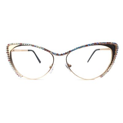 willochra sexy cat eye Reading Glasses for Women Blue Light Blocking Computer Rhinestone Fashion Reader Eyeglasses (gold, 3, multiplier_x)