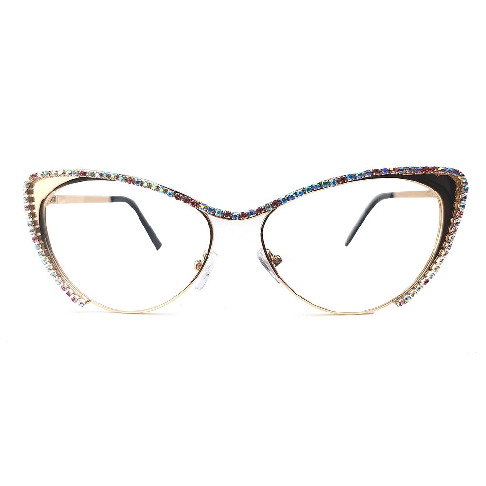 willochra sexy cat eye Reading Glasses for Women Blue Light Blocking Computer Rhinestone Fashion Reader Eyeglasses (gold, 3, multiplier_x)