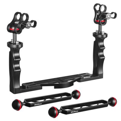MINIFOCUS Underwater Camera Handle Tray Bracket & 8" Double Ball Aluminum Alloy Extension Arm
