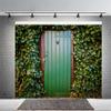 12x10ft Garden Green Leaves Backdrop Gardening Plants Greenery Ivy Photo Photography Background Greenery Leaves Covered Wall Green Door Photo Backdrop Wedding Baby Shower Birthday Party Decoration view 1