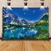 12x8ft Green Natural Mountain Lake Backdrop Green Mountains Clear Lake Trees Nature Scenery Blue Sky Travel Portraits Children Photography Backdrop Photo Props Pretty Nature Scenery Background view 2
