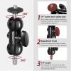 Lanxire Super Clamp Camera Mount with Double Ball Head Magic Arm and 1/4" Screw - 360 Rotation - Fits for Camera, GoPro, Insta360, Action Camera, Monitor, Microphone - 1/4" and 3/8" Threaded Holes view 3