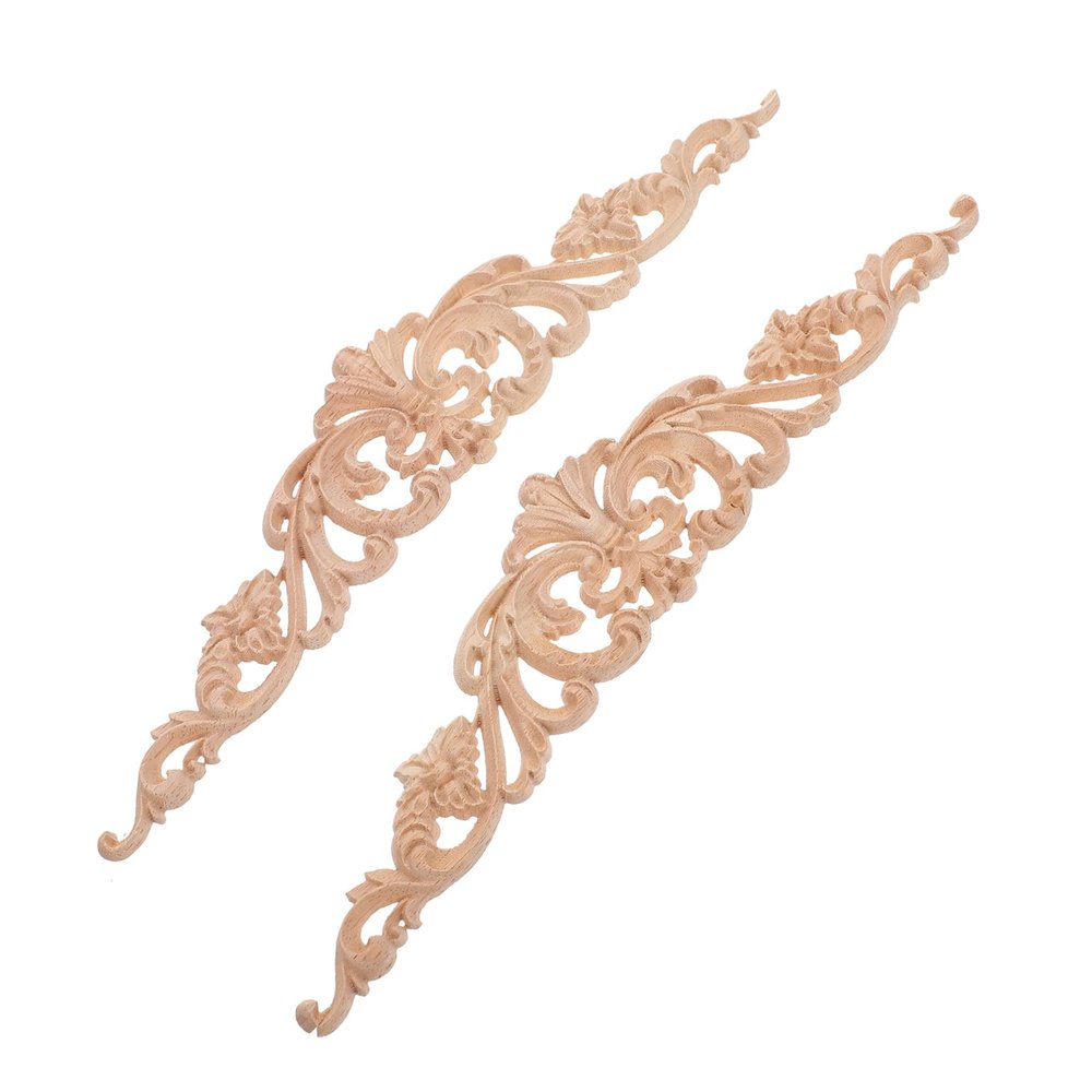 DECHOUS 2Pcs Retro Wooden Carved Applique Onlay for Home Decor Creative Decorative Wall and Cabinet Accents Lightweight Wood Carving