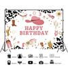 10x8ft Vinyl Western Cowgirl Happy Birthday Backdrop Wild West Theme Birthday Party Photography Background Girls Baby Shower Birthday Party Decorations Photo Booth Props view 2