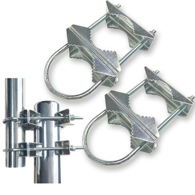 Sactulaz Double U-Bolt Clamp Bracket for Starlink Antenna Mount Pole Adapter Rv Ladder Rail Mount,Universal Yagi/WiFi/DivecTv/Lora/CB Ham Antenna mast Parasol Pipe Rail Mounting Kits,2PCS
