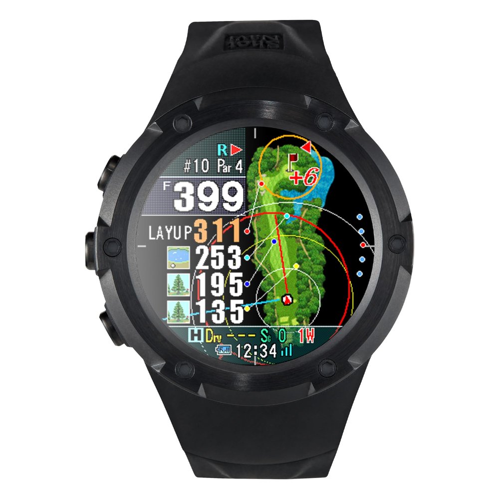 Golf GPS Watch, Shot Navi Evolve PRO Touch - 1.4in Touch Panel, Dynamic Green Heatmap, Auto Measure, 8hr GPS, IPX7 Waterproof, 60,000 Courses, Made in Japan (Black)