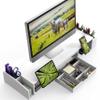 Simple Houseware Desk Dual Monitor Stand Riser with Drawer, White view 2