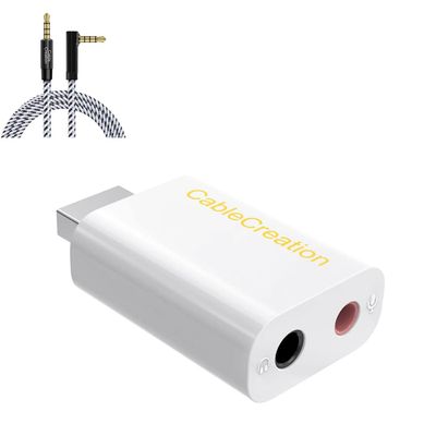 CableCreation Bundle 2 Items USB Audio Adapter - External Sound Card, 3.5mm Audio Cable TRRS 1.5Feet