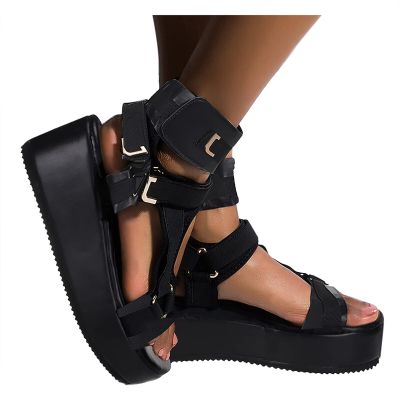 HINDOLA Women's Wedge Platform Sandals Summer Comfort Wedge Shoes Ankle Buckle Open Toe Flatform Sandals