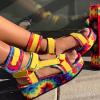 HINDOLA Women's Wedge Platform Sandals Summer Comfort Wedge Shoes Ankle Buckle Open Toe Flatform Sandals view 2