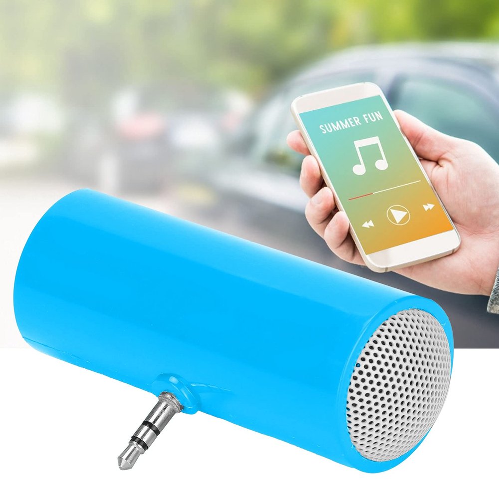 Naroote Mini Stereo Speaker, Mini Portable Speaker, 3.5 mm Jack Stereo Mini Speaker Portable Plug in Speaker for Mobile Phones and Tablets (Blue)