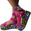 HINDOLA Women's Wedge Platform Sandals Summer Comfort Wedge Shoes Ankle Buckle Open Toe Flatform Sandals view 1