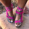 HINDOLA Women's Wedge Platform Sandals Summer Comfort Wedge Shoes Ankle Buckle Open Toe Flatform Sandals view 3