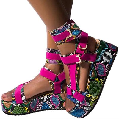 HINDOLA Women's Wedge Platform Sandals Summer Comfort Wedge Shoes Ankle Buckle Open Toe Flatform Sandals