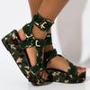 HINDOLA Women's Wedge Platform Sandals Summer Comfort Wedge Shoes Ankle Buckle Open Toe Flatform Sandals view 3
