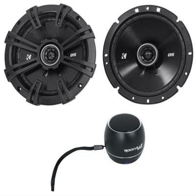 KICKER Pair 43DSC6704 DSC670 240 Watt 6.75" 2-Way Car Audio Speakers 4-Ohm DS670 Bundle with Rockville RPB2-BLACK Portable Bluetooth Speaker (2 Items)