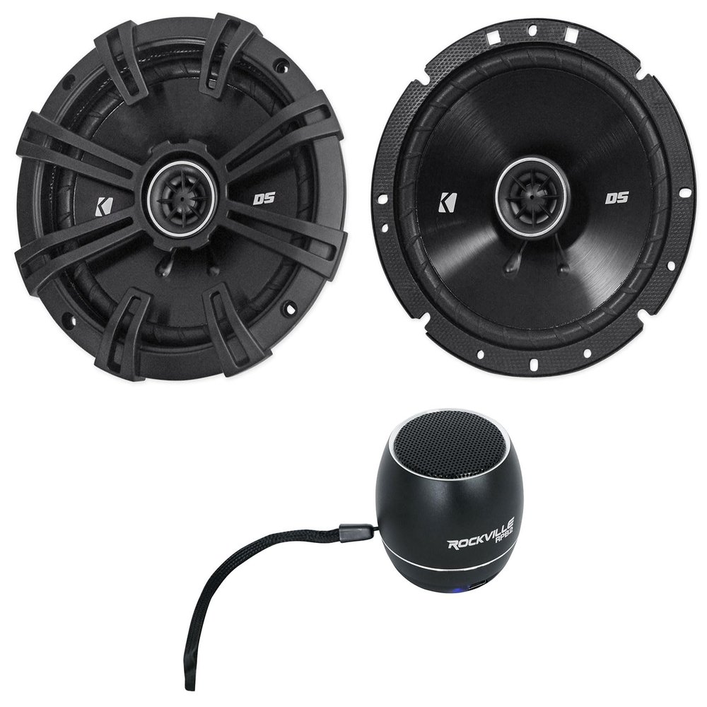 KICKER Pair 43DSC6704 DSC670 240 Watt 6.75" 2-Way Car Audio Speakers 4-Ohm DS670 Bundle with Rockville RPB2-BLACK Portable Bluetooth Speaker (2 Items)