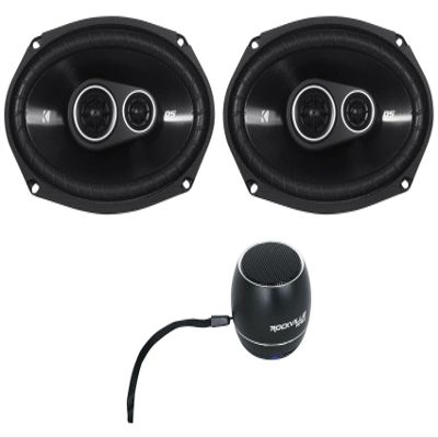 KICKER Pair 43DSC69304 DSC6930 6x9 360 Watt 3-Way Car Audio Speakers 4-Ohm DS693 Bundle with Rockville RPB2-BLACK Portable Bluetooth Speaker (2 Items)