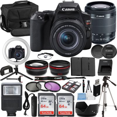 Canon Rebel SL3 Vlogger Kit:EF-S 18-55mm is II Lens,64GB Memory Card,Ring Light,Spider Tripod,3 Piece Filter Kit,Gadget Bag,Remote Shutter,USB Card Reader & Cleaning Kit (Renewed)