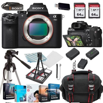 Sony a7 II Mirrorless Camera(ILCE7M2K/B) Body+128 GIG Memory Cards+Commander Deluxe Starter Kit+Tripod(17PC) Bundle (Renewed)