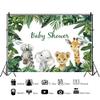 10x6.5ft Vinyl Safari Animal Baby Shower Backdrop Jungle Animal Tropical Plant Leaves Background Baby Shower Birthday Party Decorations Boys 1st Birthday Banner Backdrop Photo Studio Props view 2