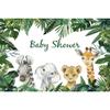 10x6.5ft Vinyl Safari Animal Baby Shower Backdrop Jungle Animal Tropical Plant Leaves Background Baby Shower Birthday Party Decorations Boys 1st Birthday Banner Backdrop Photo Studio Props view 3