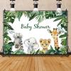 10x6.5ft Vinyl Safari Animal Baby Shower Backdrop Jungle Animal Tropical Plant Leaves Background Baby Shower Birthday Party Decorations Boys 1st Birthday Banner Backdrop Photo Studio Props view 4