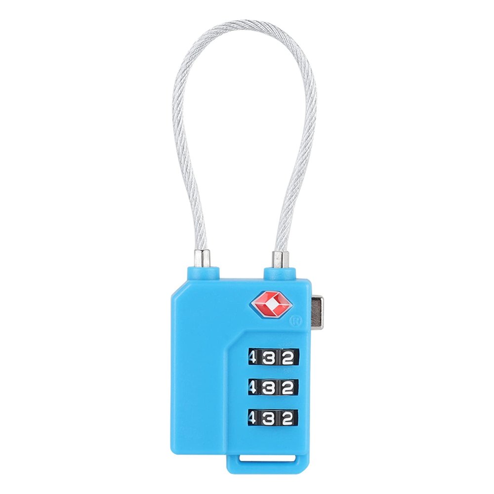 3 Digit Password Lock, Steel Wire Customs Password Lock, Convenient for Backpack, Travel Bag, Sports Bag, Handbag, Laptop Bag(Blue)
