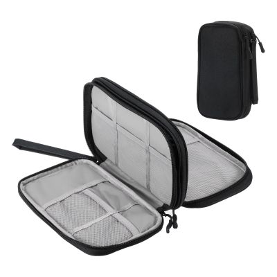 MECCANIXITY Electronic Organizer Case Travel Cable Organizer Bag Double Layer Waterproof Pouch Carry Case for Cable, Cord, Charger, Black, 210x125x60mm