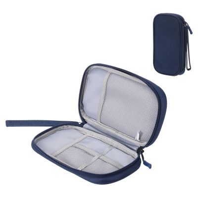 MECCANIXITY Electronic Organizer Case Travel Cable Organizer Bag Single Layer Waterproof Pouch Carry Case for Cable, Cord, Charger, Navy, 190x110x35mm