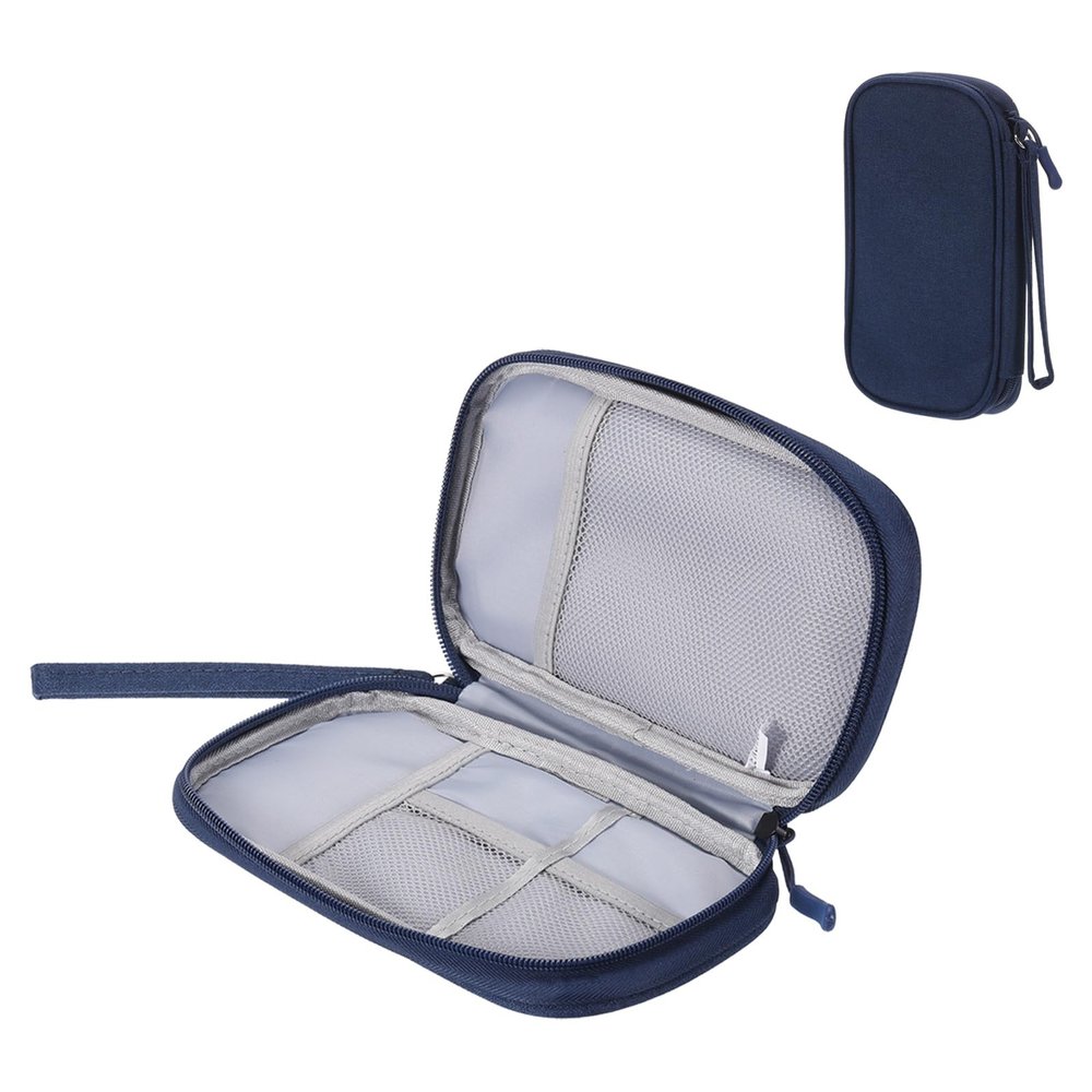 MECCANIXITY Electronic Organizer Case Travel Cable Organizer Bag Single Layer Waterproof Pouch Carry Case for Cable, Cord, Charger, Navy, 190x110x35mm