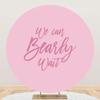 DORCEV We Can Bearly Wait Round Backdrop Cover 7.5x7.5ft Polyester Pregnancy Announcement Circle Backdrop Sweet Pink Girl Infant Baby Shower Gender Reveal Party Photography Background Arch Stand Cover view 1