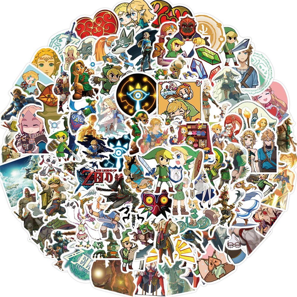 100pcs Cartoon Cool Game The Legend of Zelda Stickers Waterproof Deals Car Bicycle Suitcase Computer Water Bottle Mobile Phone Stickers (LZ)