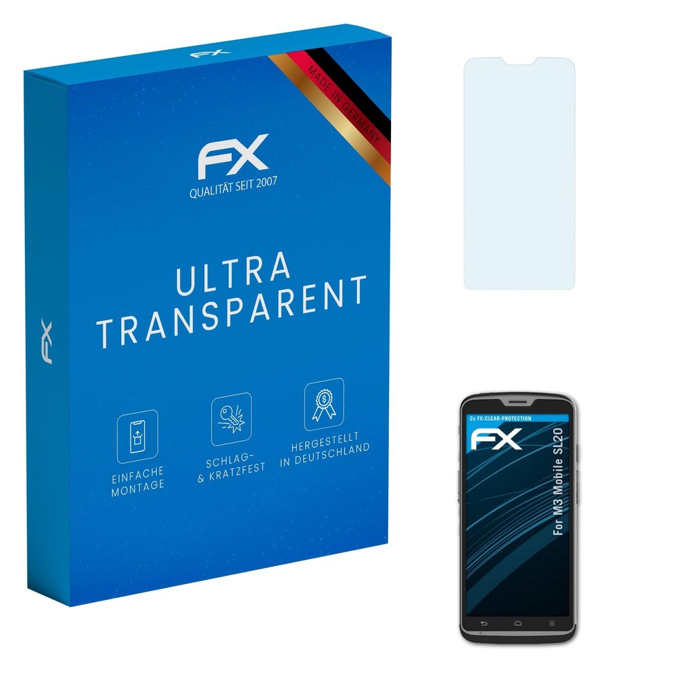 atFoliX Screen Protection Film compatible with M3 Mobile SL20 Screen Protector, ultra-clear FX Protective Film (2X)