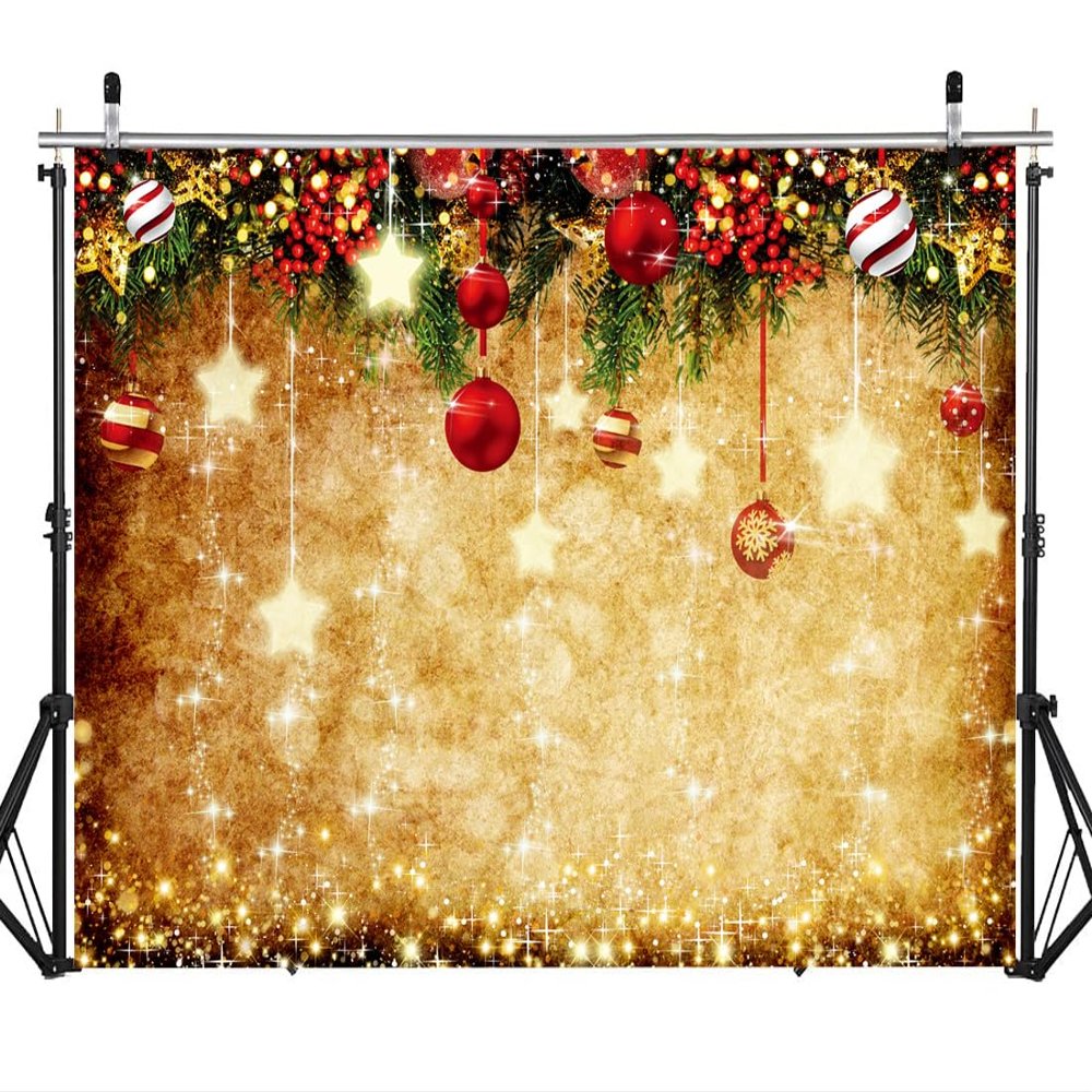 DHXXSC 8X6FT Golden Christmas Backdrop Twinkling Stars Children Pictures Photography Backdrop New Year Party Decoration Background DH-805