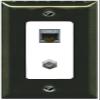 RiteAV Coax and Cat7 Wall Plate - 1 Gang [Brass/White] view 1