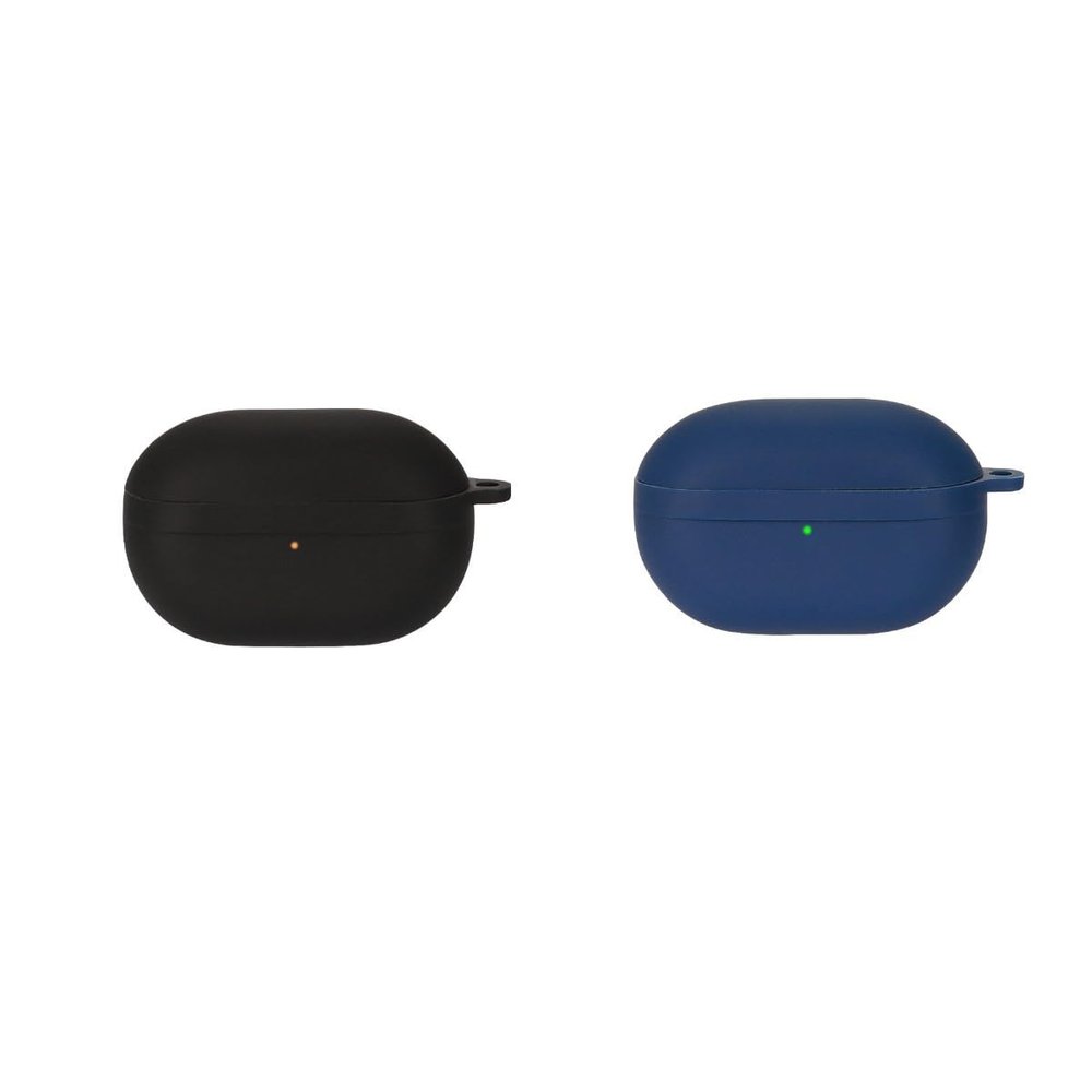 2 Pack DAYJOY Soft Silicone Protective Case Cover Compatible with SoundPEATS Opera 05 Earbuds, Protective Skin Sleeve with Carabiner (Black+Blue)