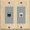 RiteAV Coax and Cat7 Wall Plate - 2 Gang [Wood/Gray] view 1