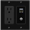 RiteAV Coax and Cat7 Wall Plate - Outlet [Black/Black] view 1
