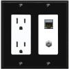 RiteAV Coax and Cat7 Wall Plate - Outlet [Black/White] view 1